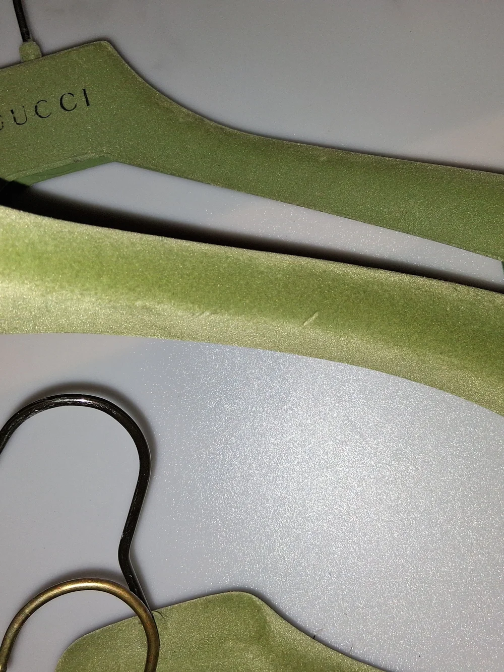 Gucci Velvet & Metal Hangers - Green  & Gold LOT OF 5